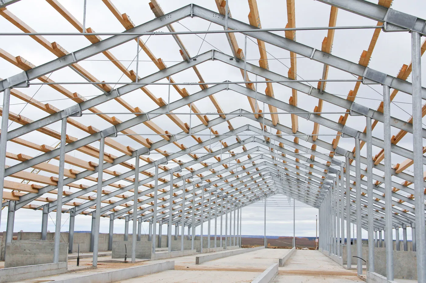Metal building construction site
